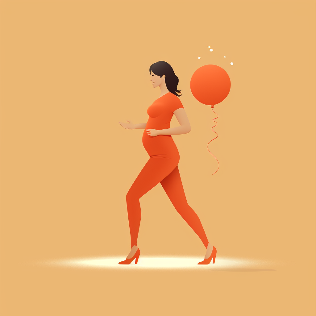 Happy pregnant woman in minimal illustration