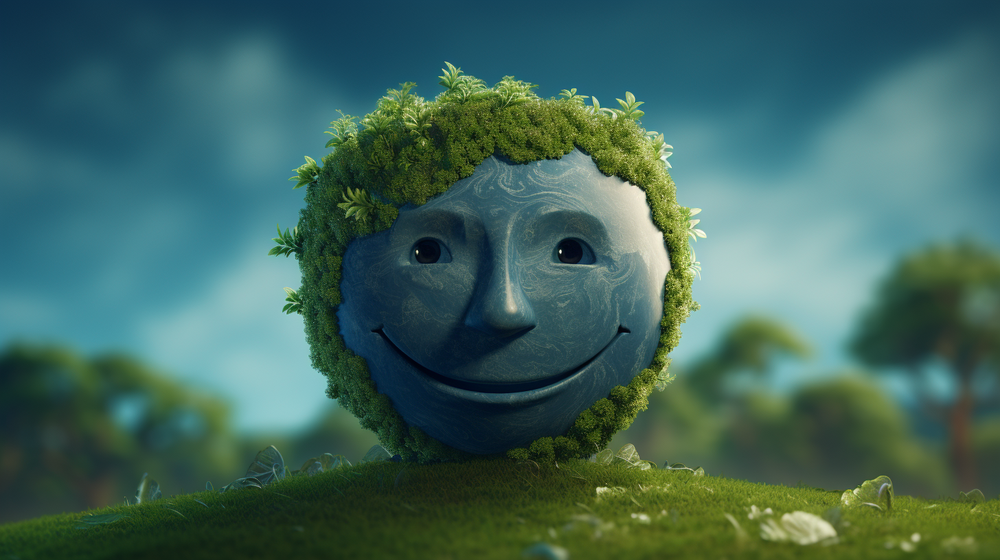 Happy smiling Earth with human-like features