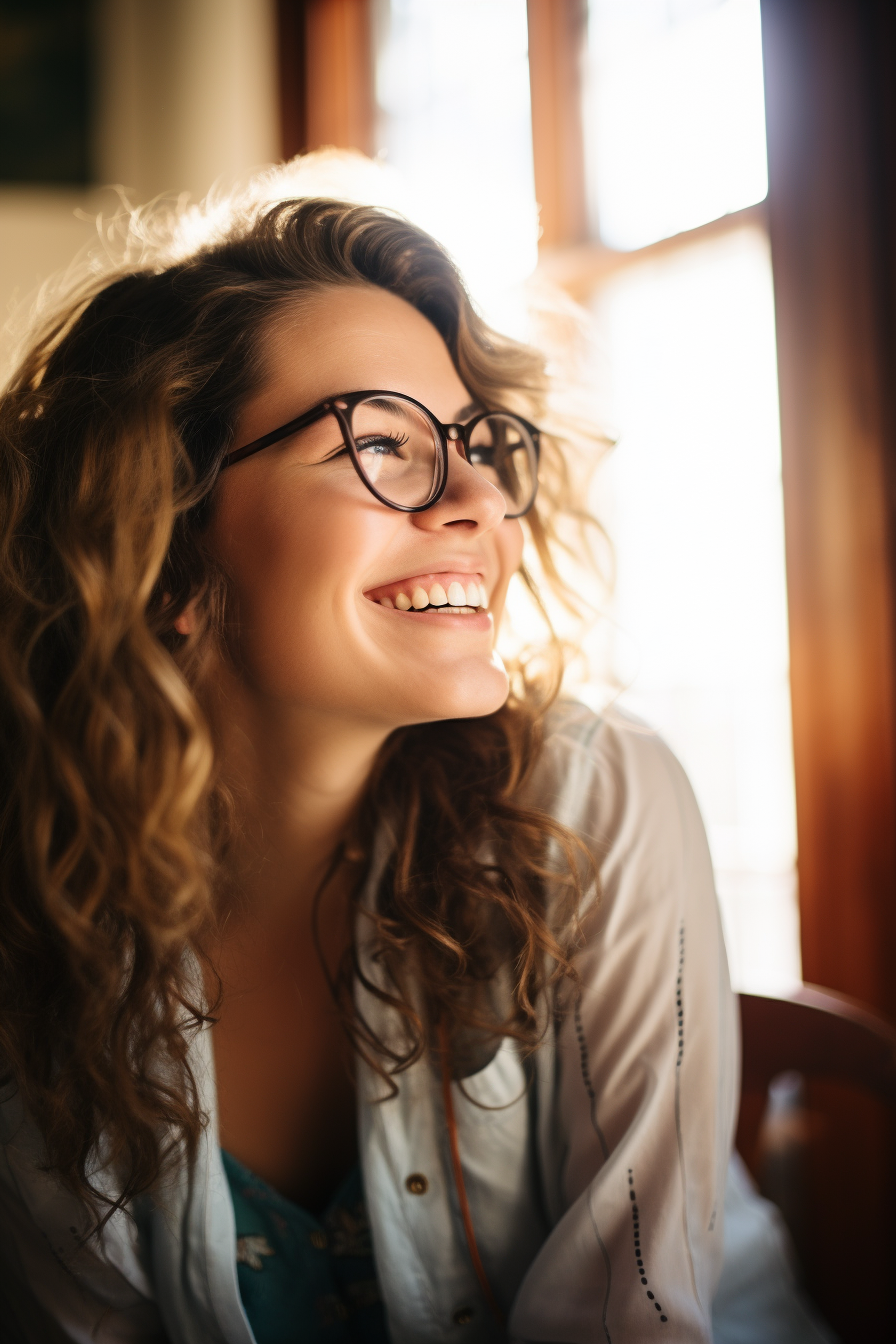 Happy book writer at desk