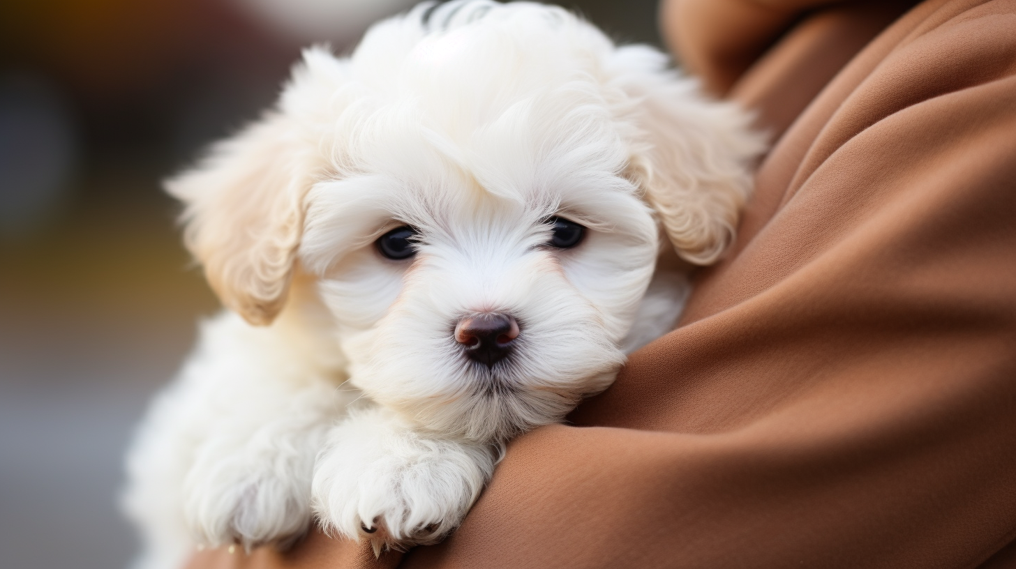 Happy Danish Woman with Miniature Poodle outside