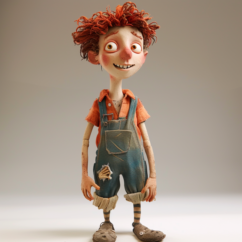 Happy Red Hair Man in Claymation Style