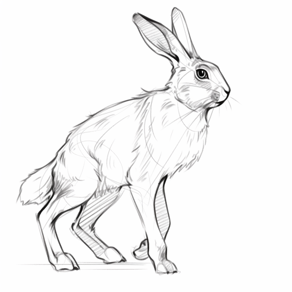 Hare sketch line art realistic