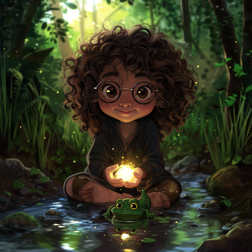 Harry Potter Girl Curly Brown Hair Frog Image