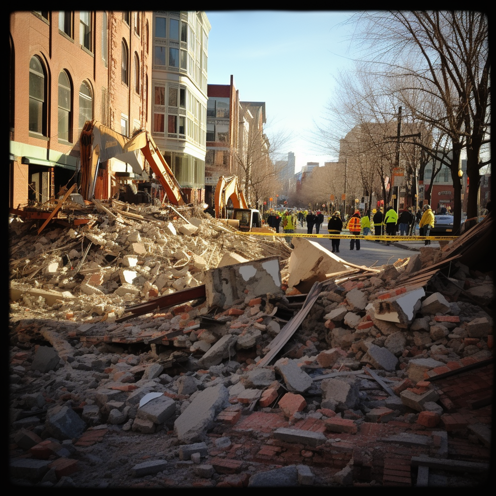 Harvard Square earthquake carnage photo