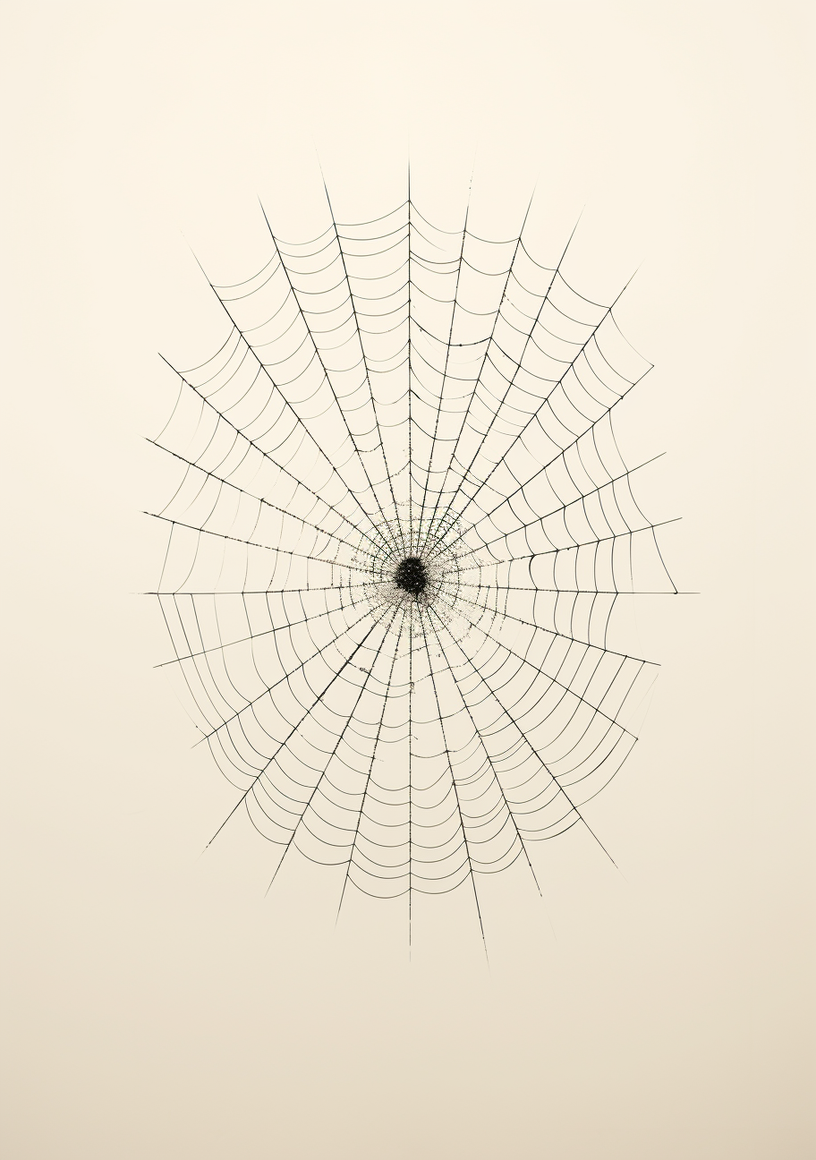 Minimalist spiderweb on white background