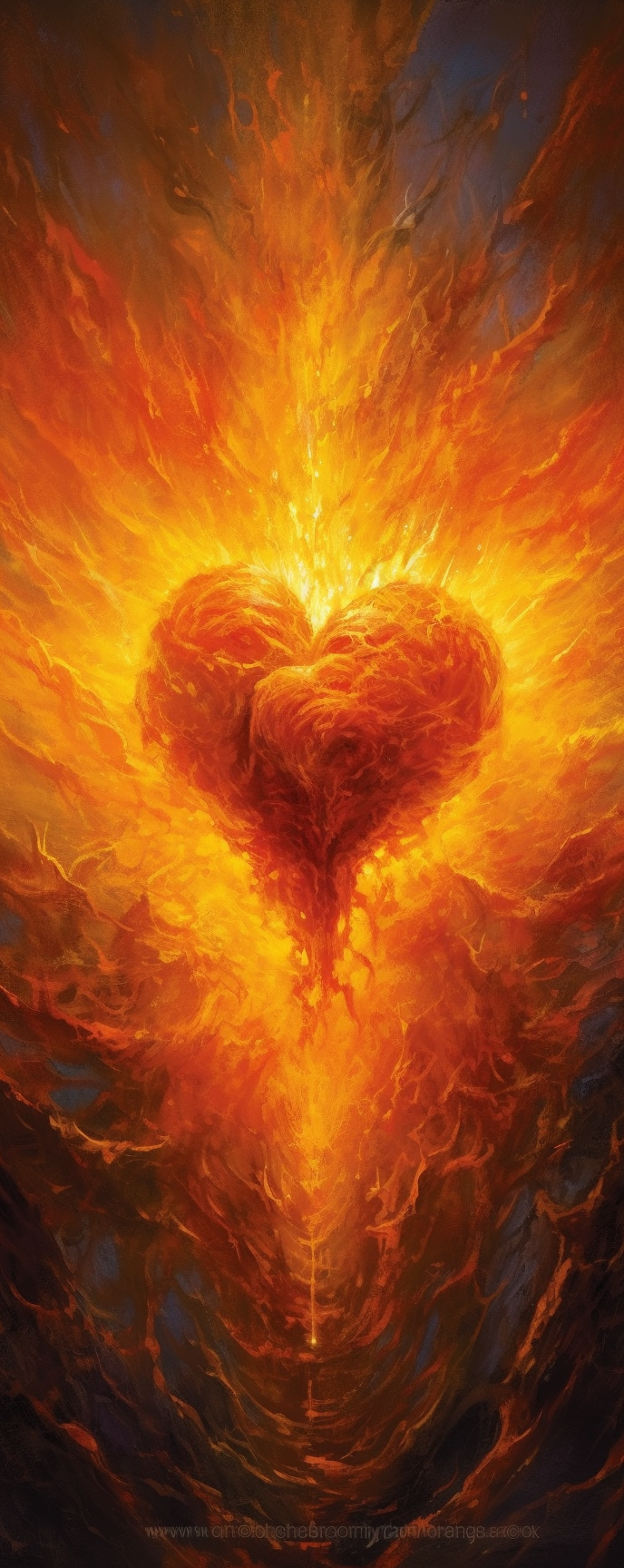 Detailed Heart on Fire Oil Painting by Rembrandt