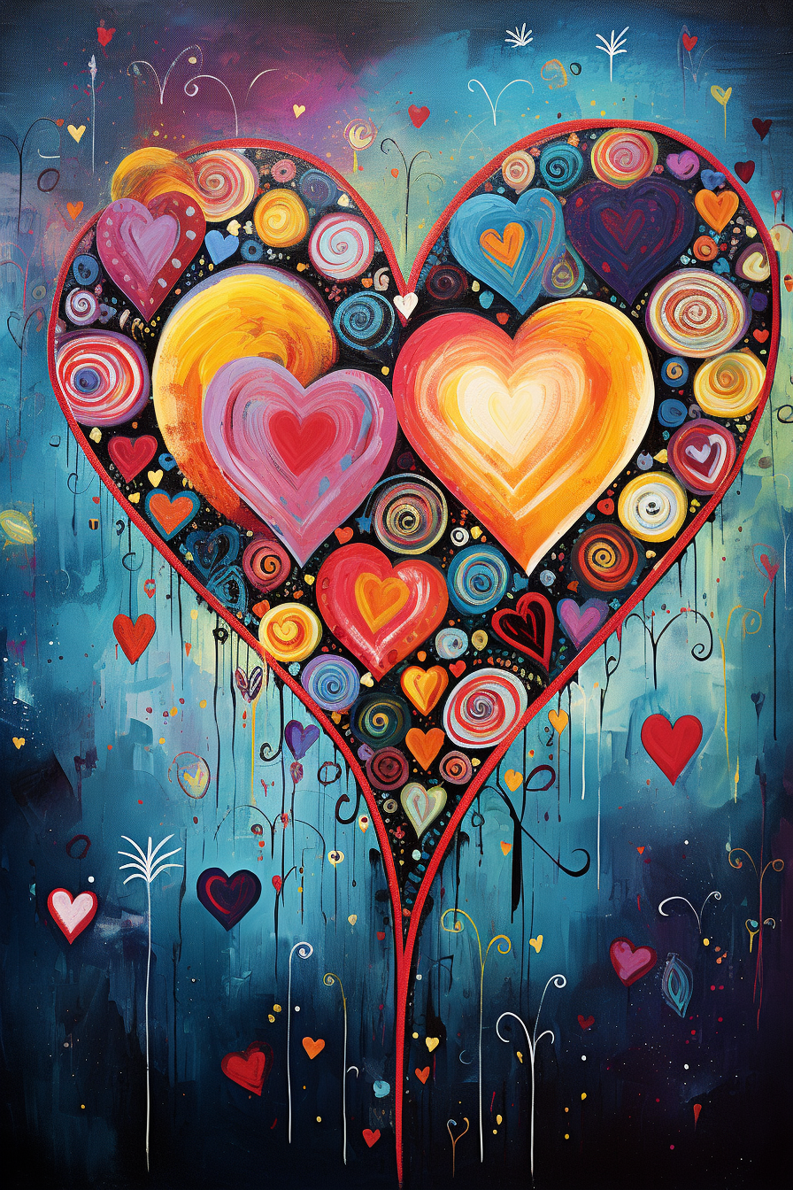 Heart Whimsical Naive Vibrant Picture