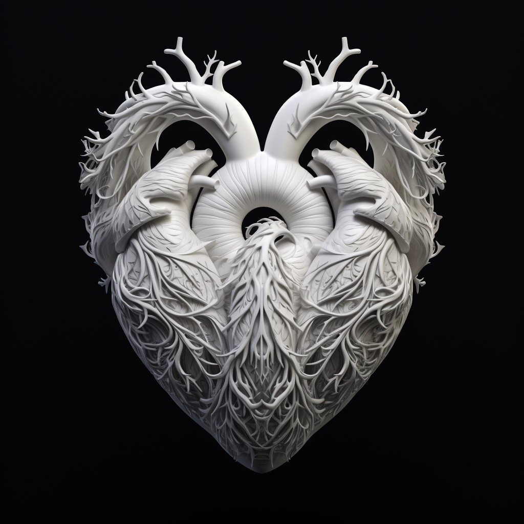 Black background with white and grey 3D heart