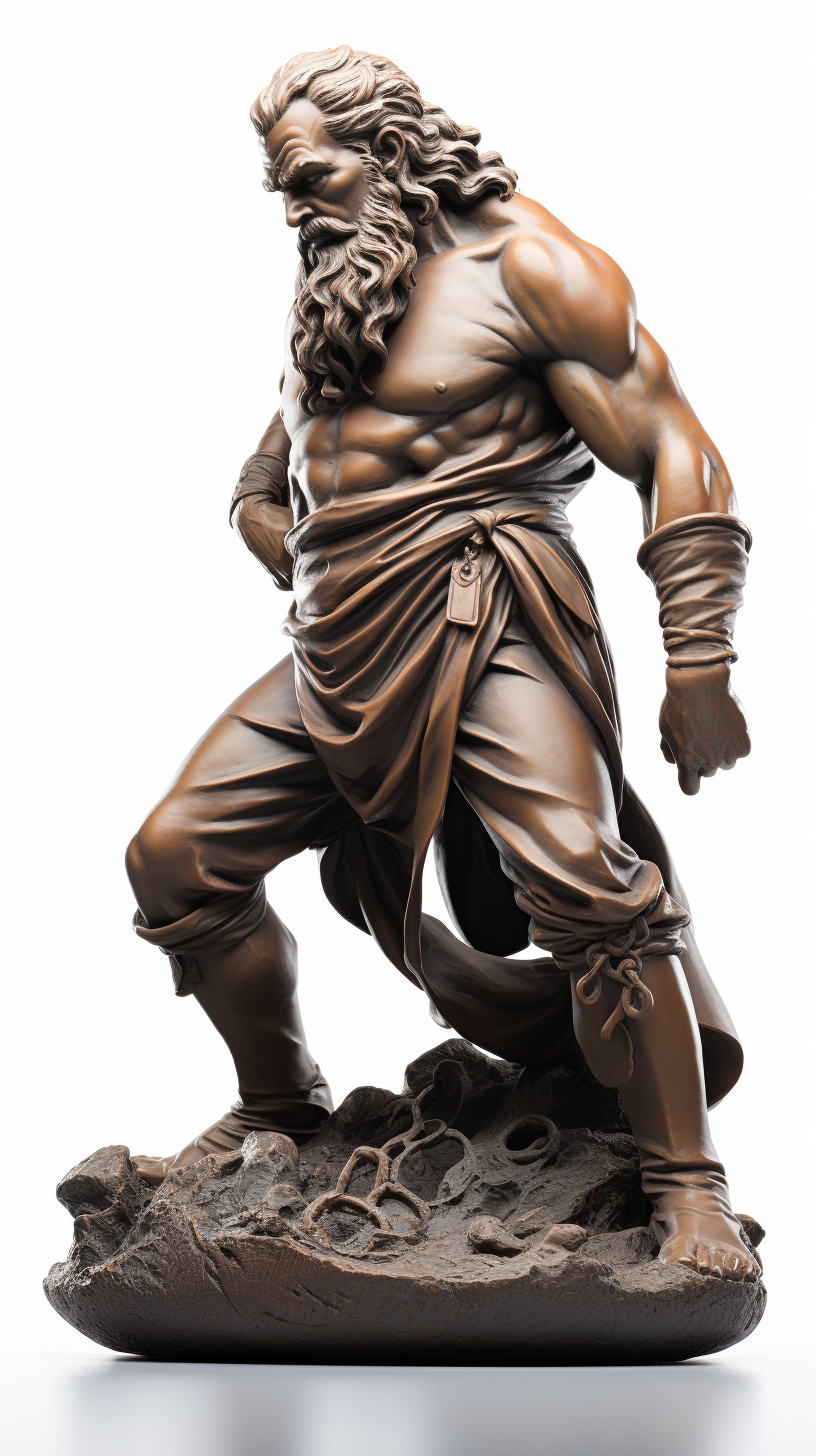 Statue of Hephaestus on white background