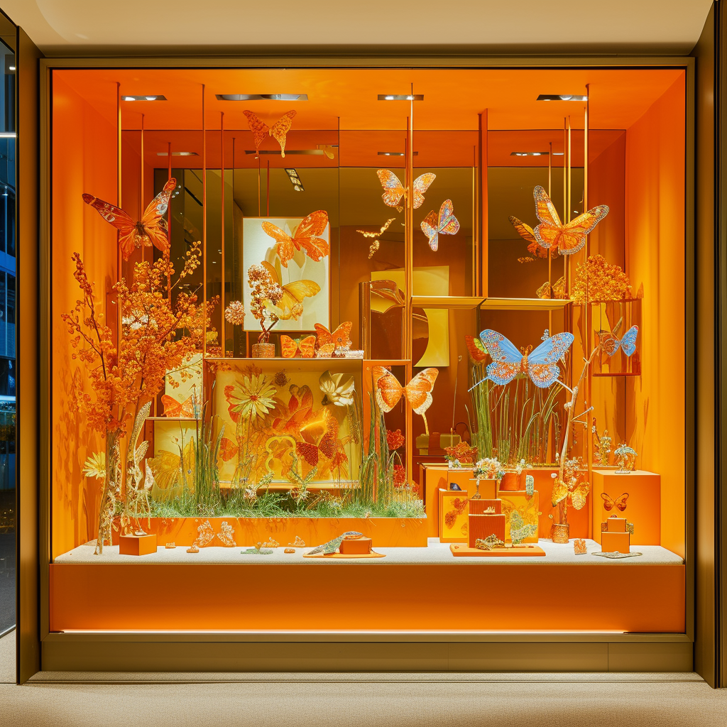 Hermès Store Window Display - 1980s Music Elements