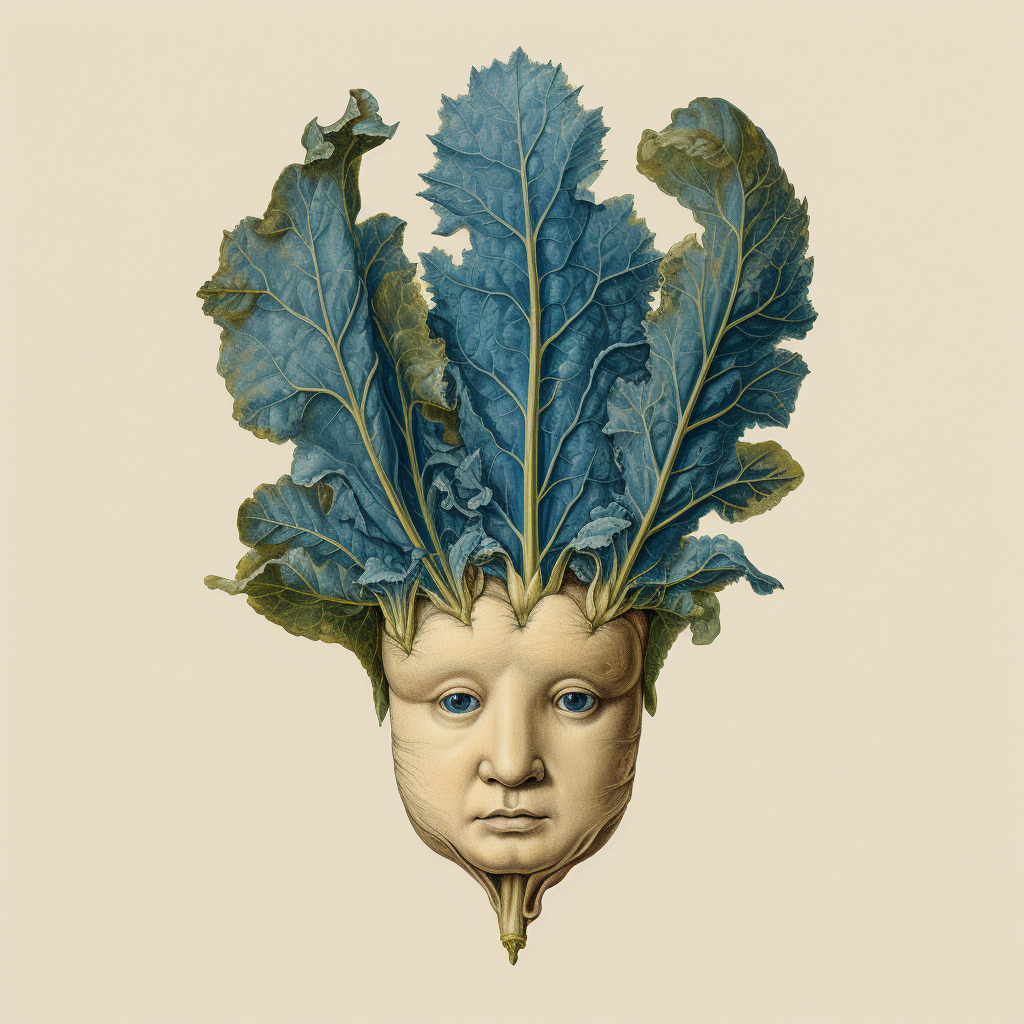 Beet head with leaf in visionary style