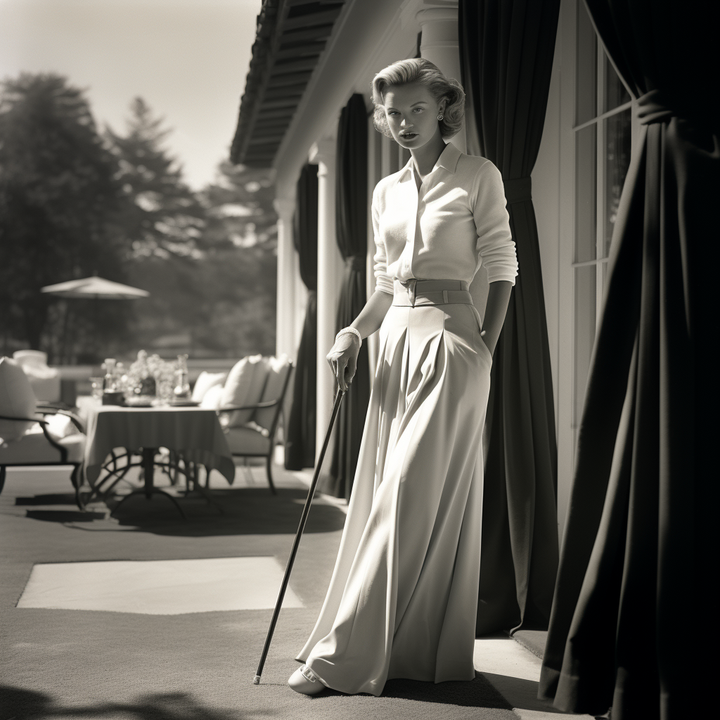 Woman in stylish historic golf attire