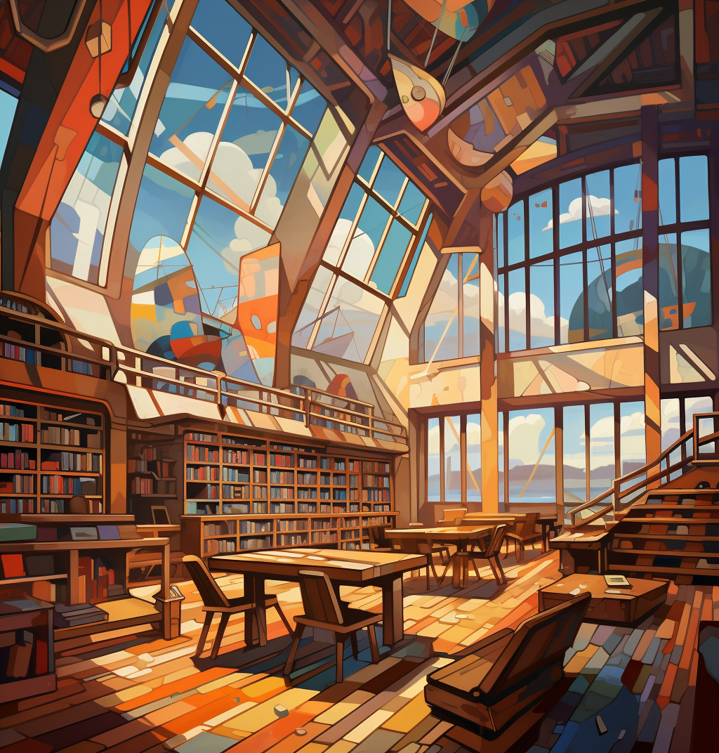 Noah's Ark-inspired library illustration