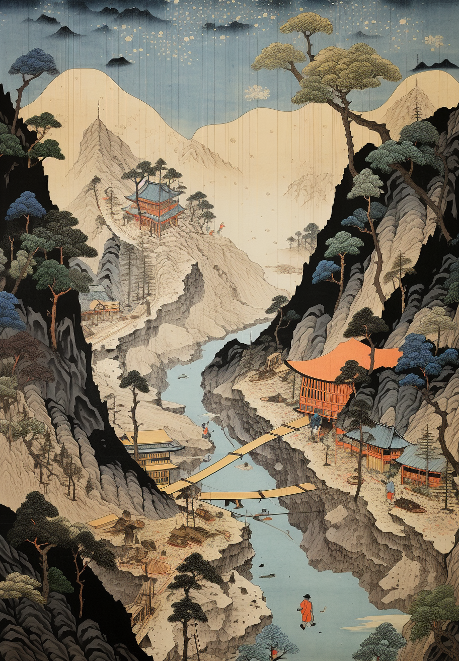 Beautiful Strip Mine Surface Mine Ukiyo-e Artwork