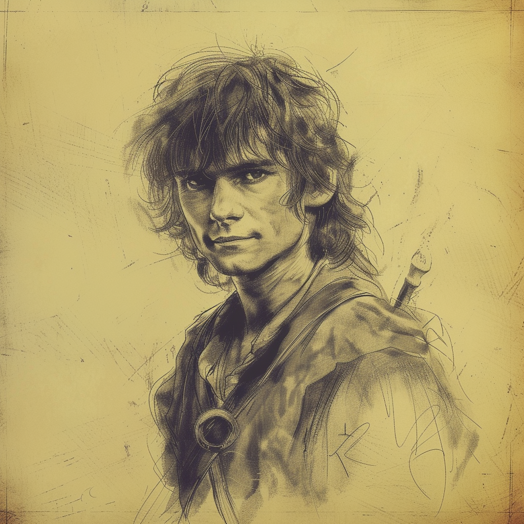 Sketch of young adult hobbit messenger