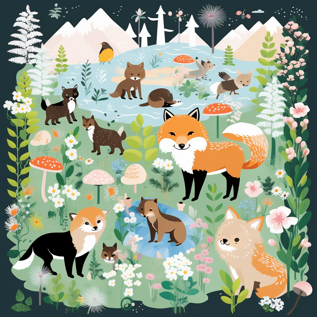 Whimsical Hokkaido Wildlife Artwork