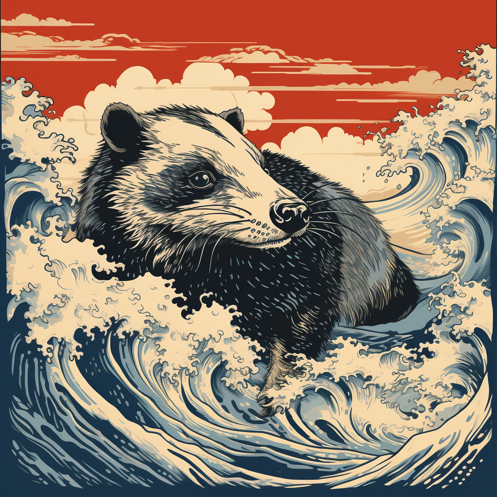 Japanese-style Badger Illustration