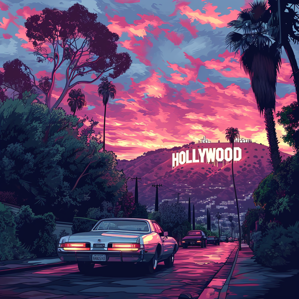 Hollywood Scene Psychedelic Background