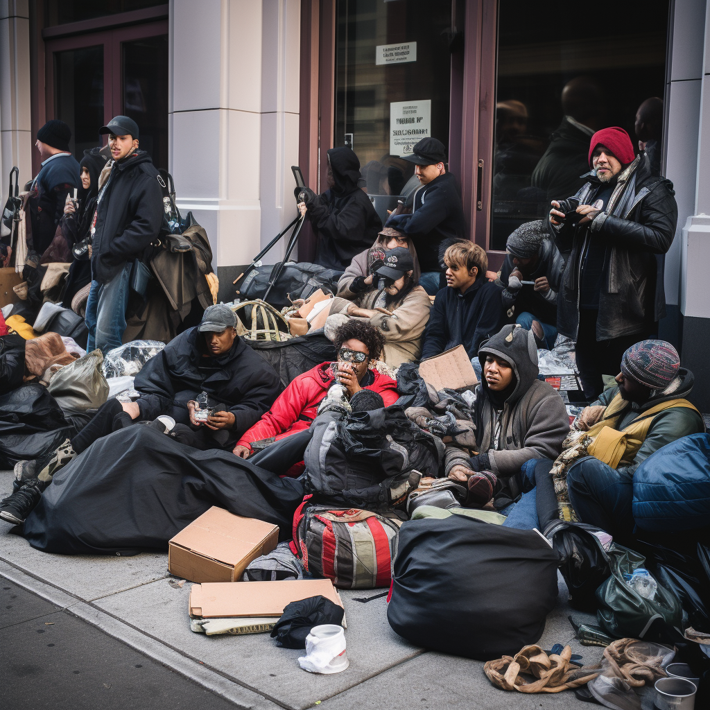 Group of Homeless on San Francisco Sidewalks