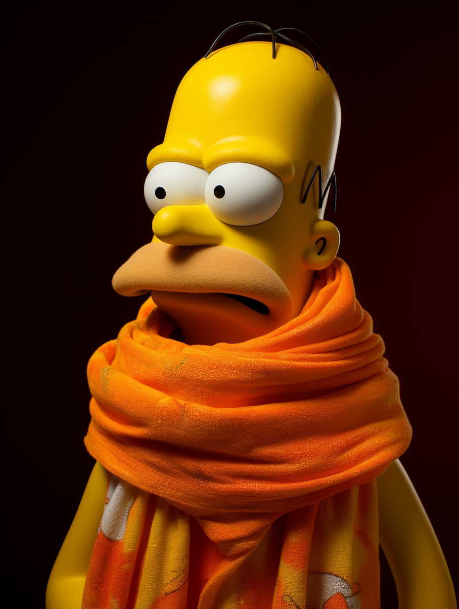 Homer Simpson using towel on his head