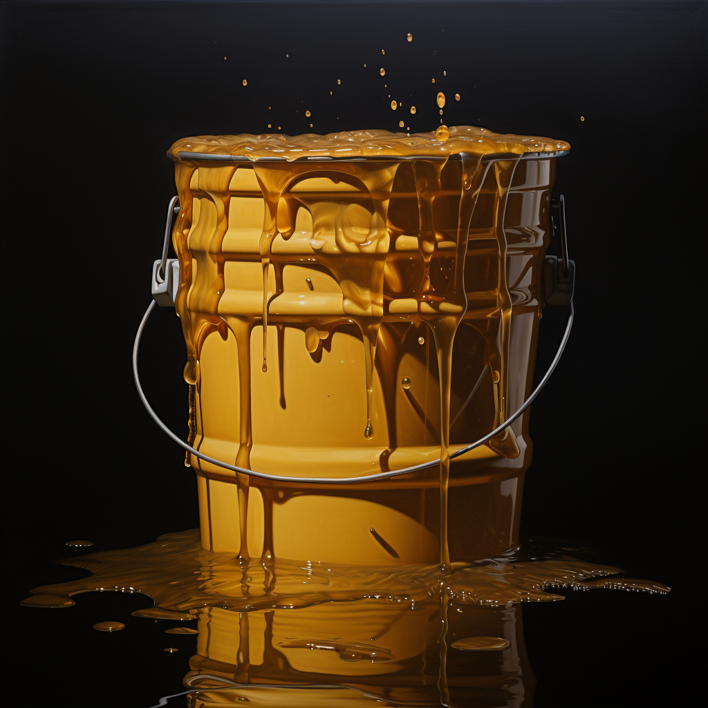 Colorful honey bucket with oil paint