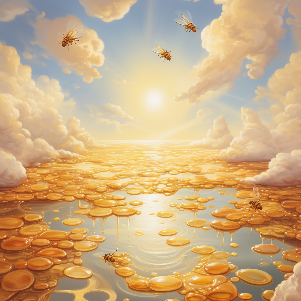 Honey flowing in clouds