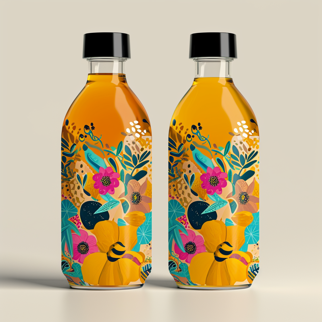 Colorful modern honey packaging label