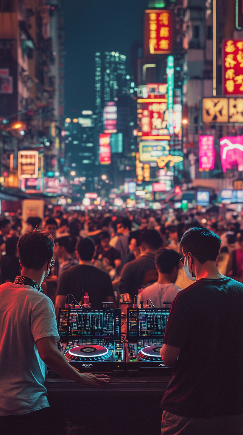 DJs playing music in 1980s