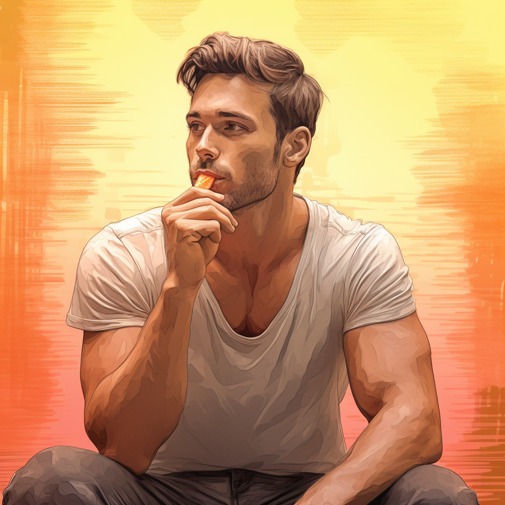 Attractive man enjoying popsicles