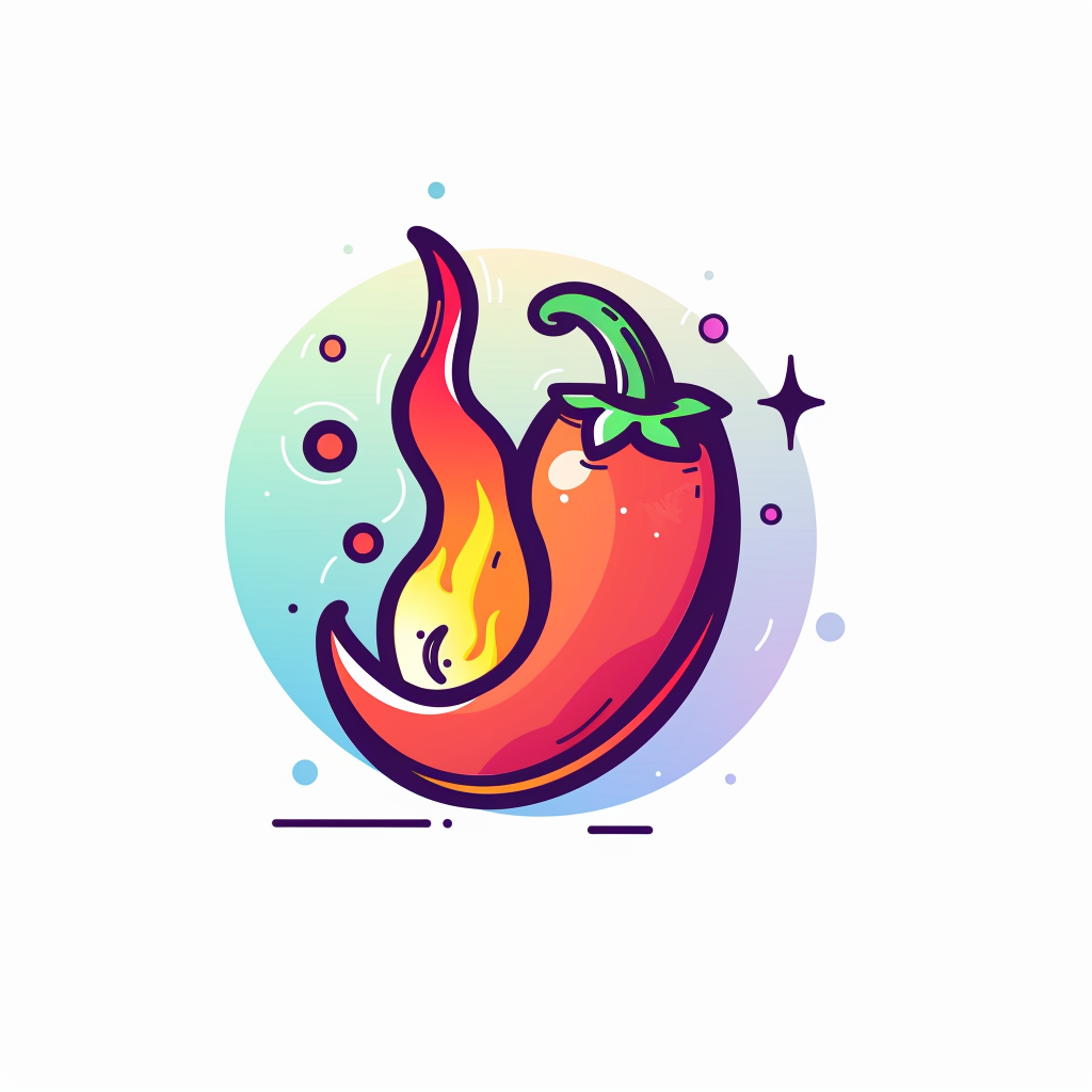 Cartoon hot pepper on fire