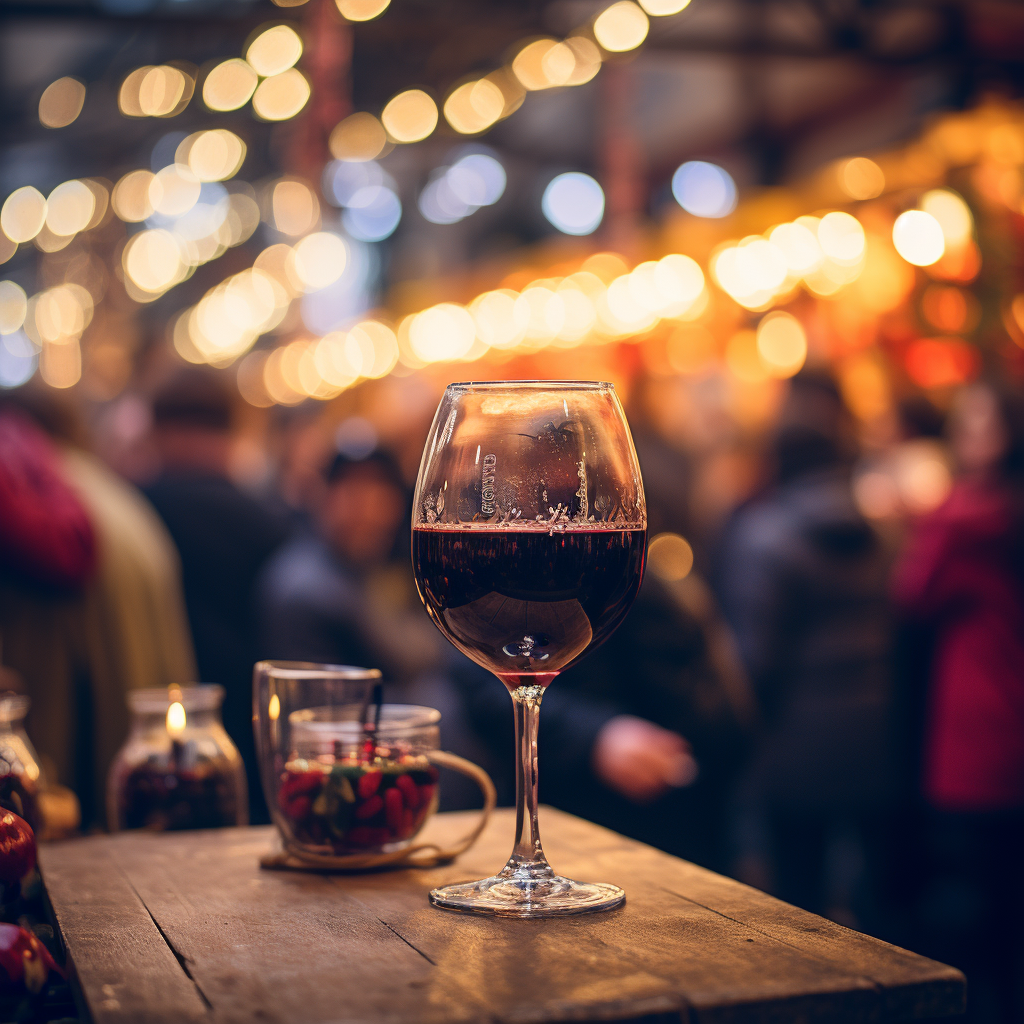 Hot red wine in Christmas market