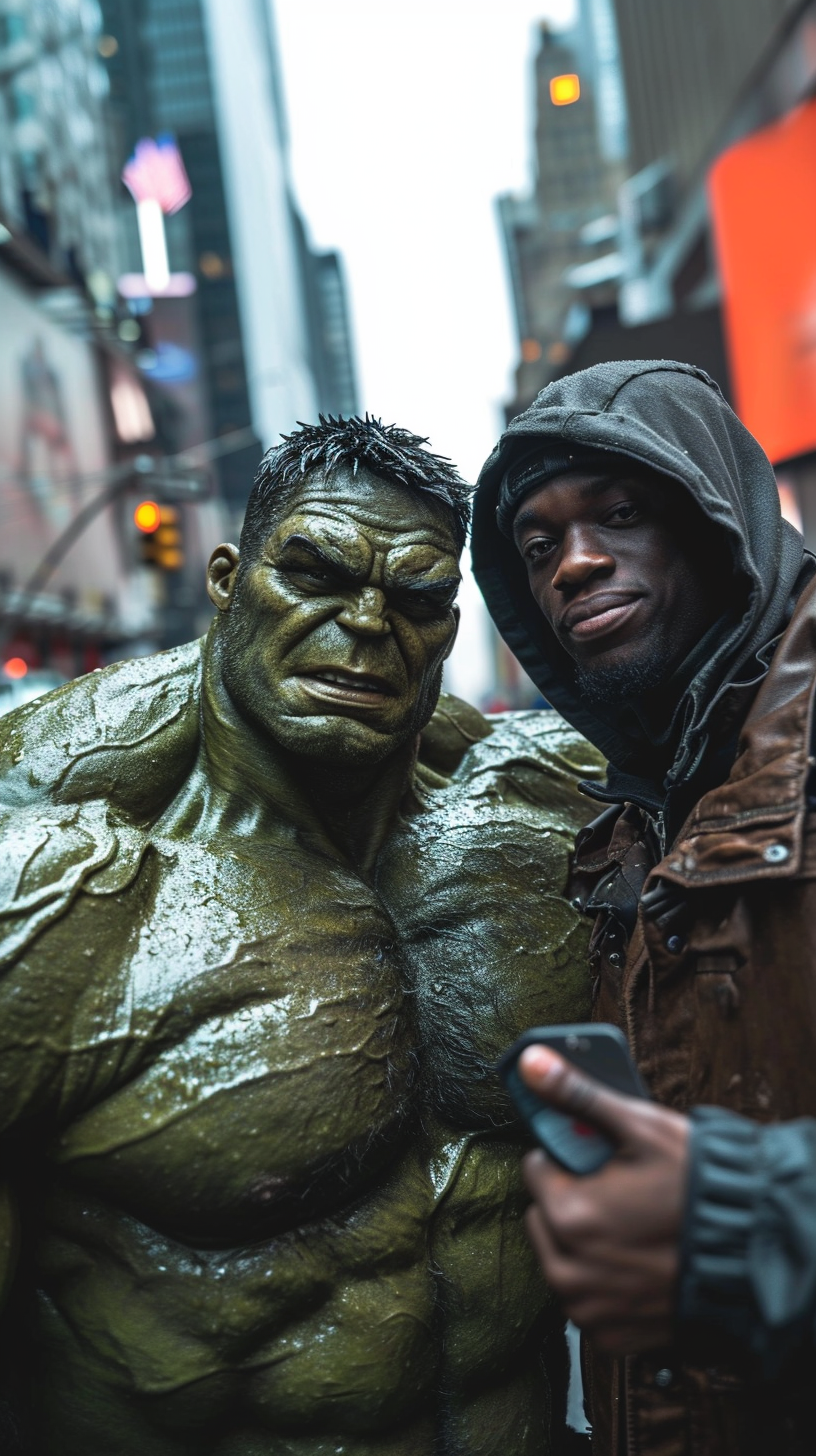 Hulk and Omar Sy in New York selfie