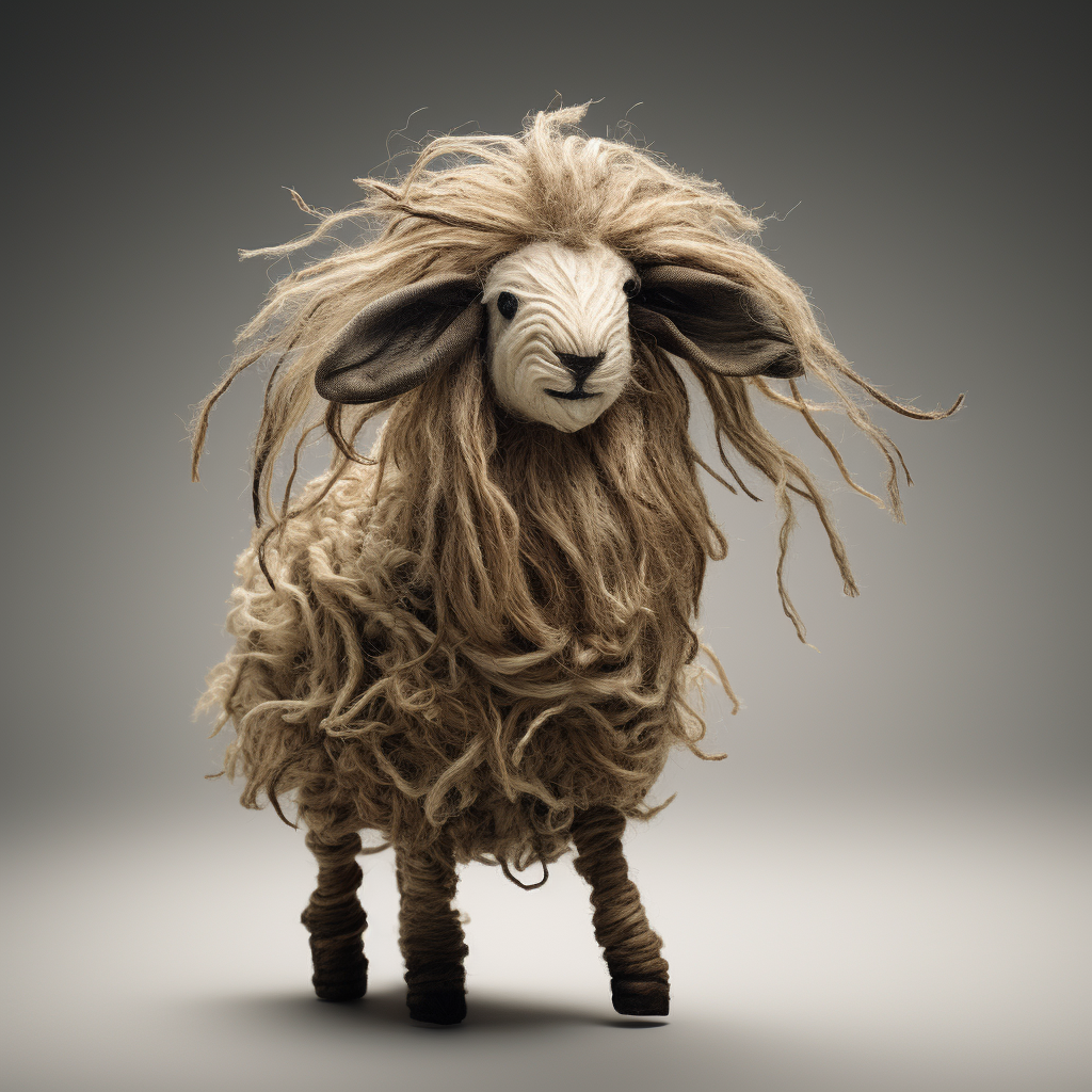 Unique hand-drawn human hair sheep