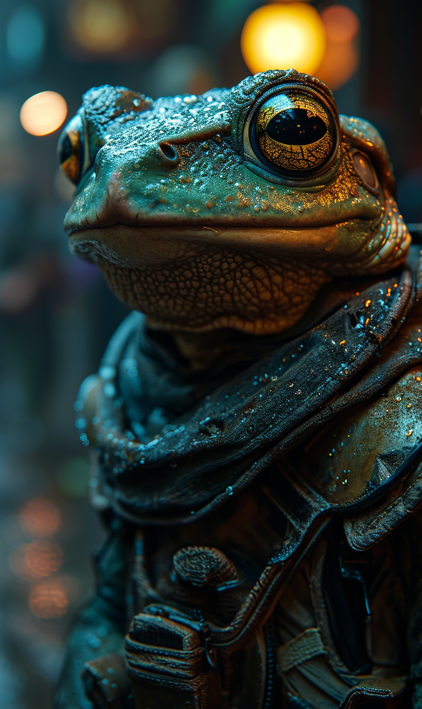 Humanoid-Sized Bullywug Fighter in City Editorial