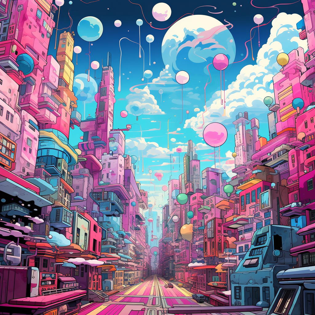 Vibrant Hyperpop City Scene