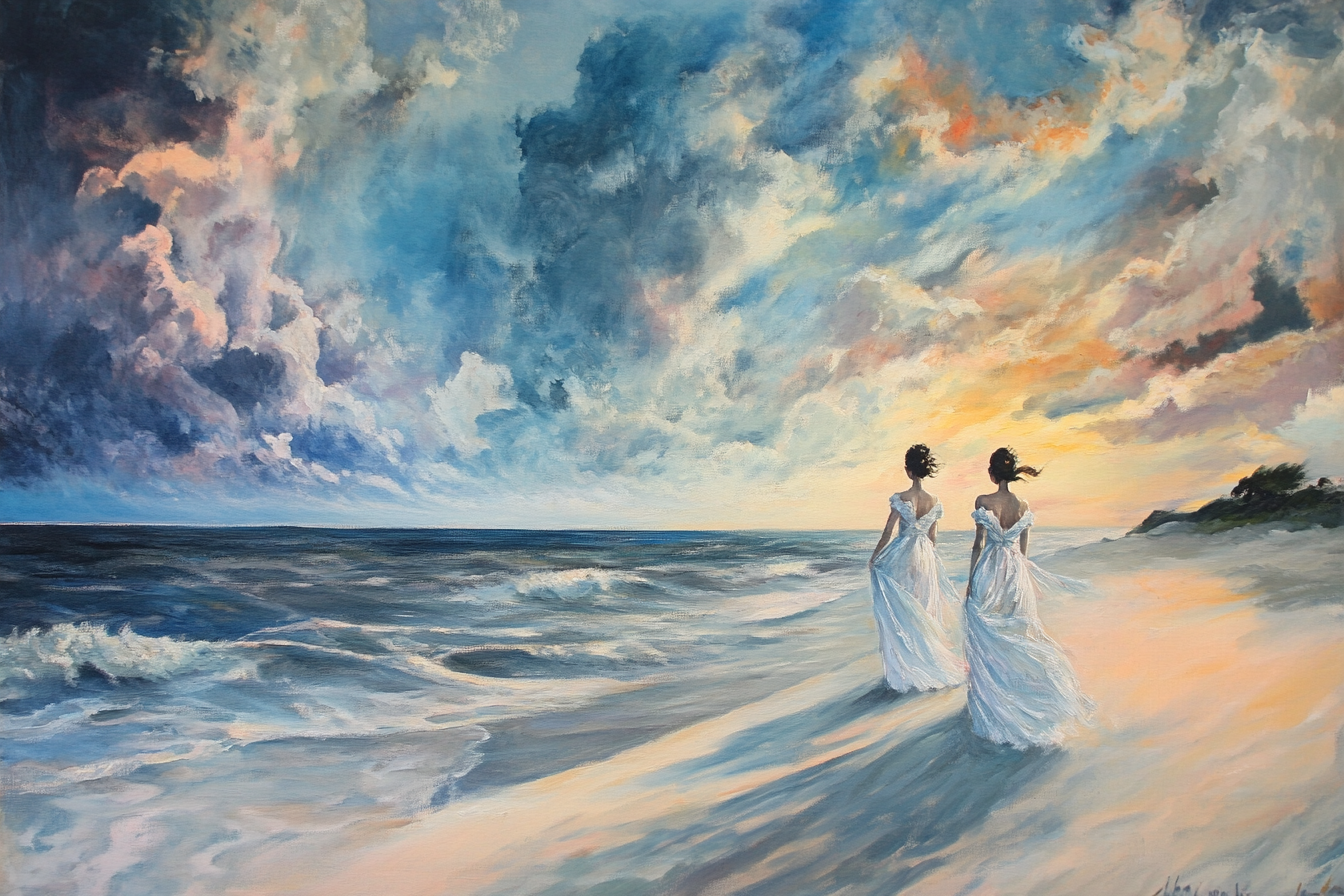 Hyperrealist Coastal Seaside Sunrise Painting