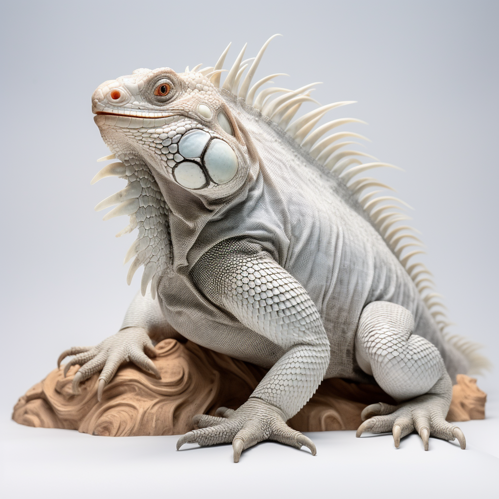 Majestic iguana on white background