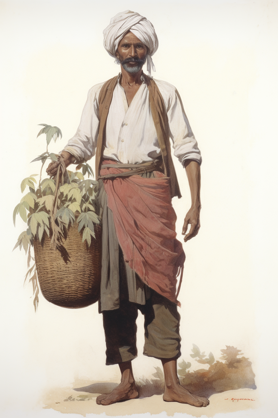 Indian gardener in David Roberts style