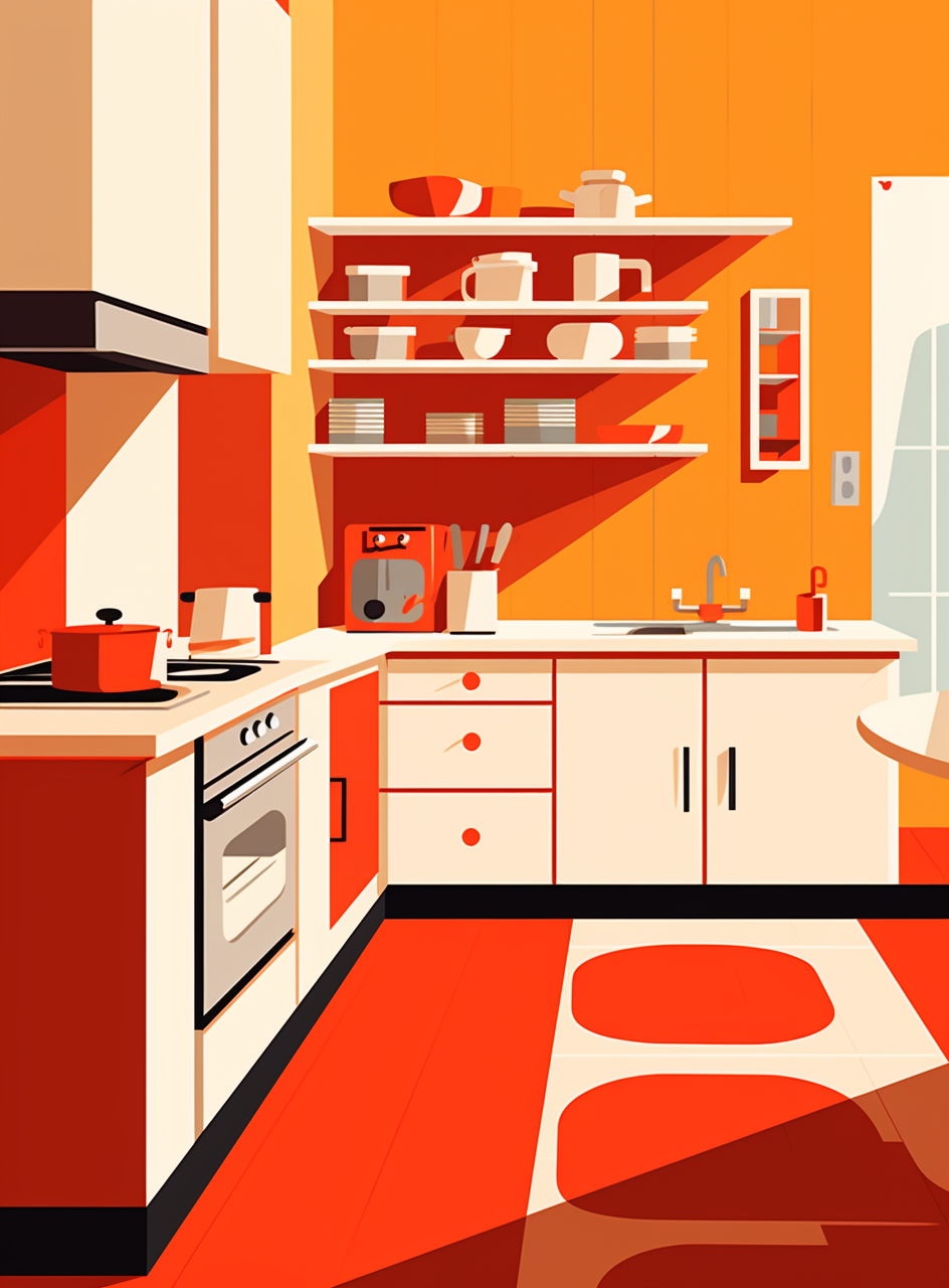 Minimalistic Indian Kitchen Vector Illustration