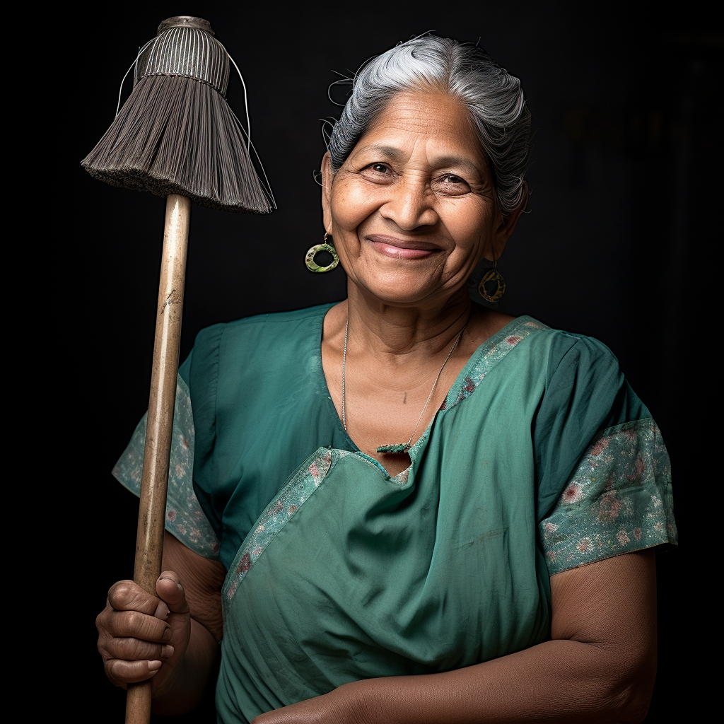 older Indian woman house cleaner