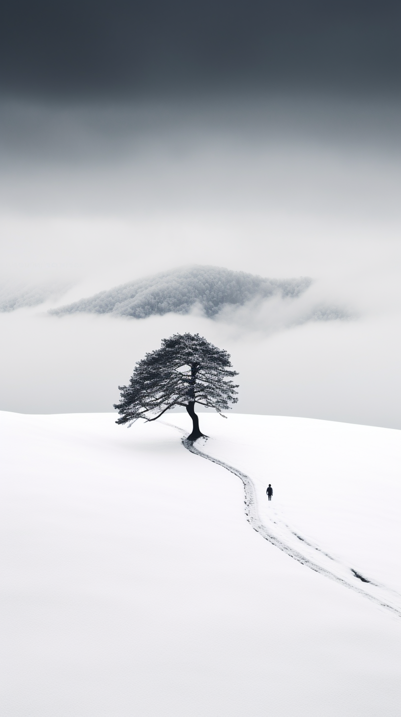 Minimalist Snowstorm Landscape Art