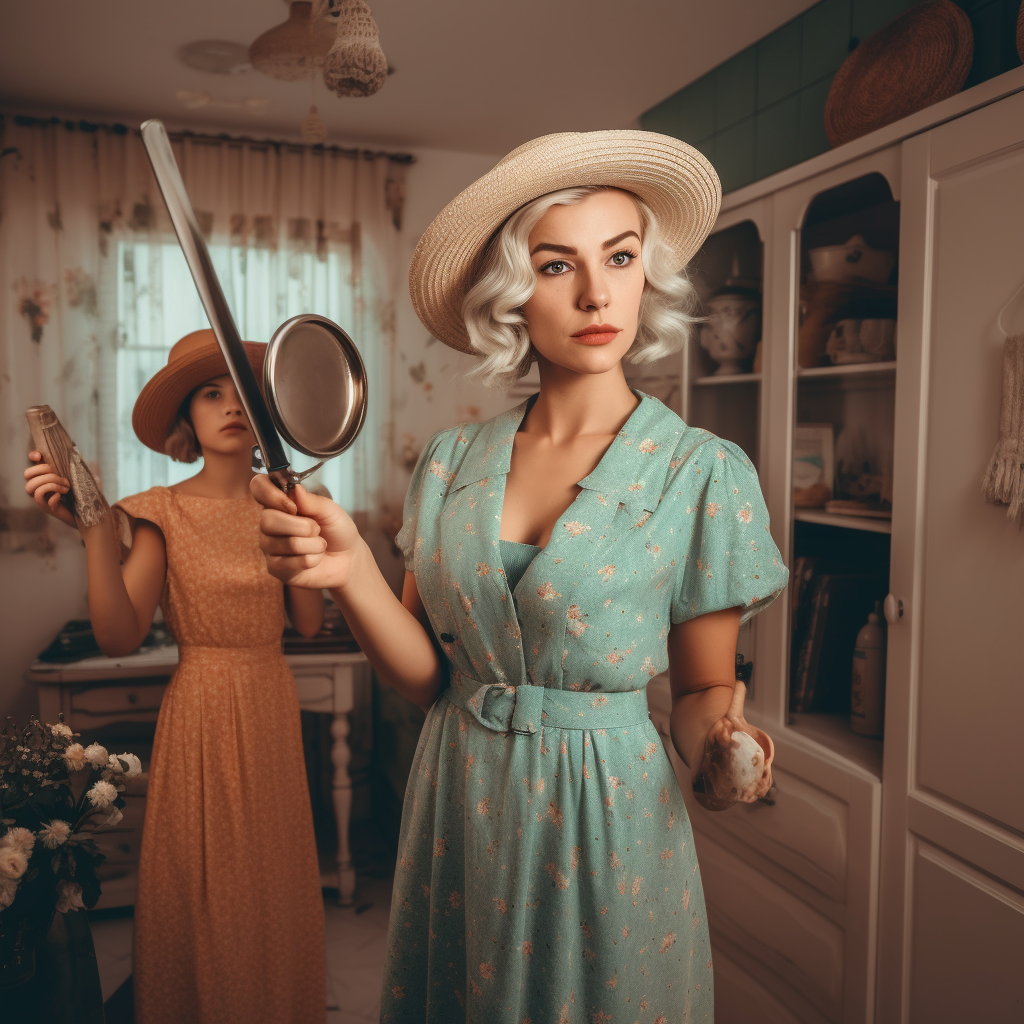 Influencer mom vintage kitchen photo
