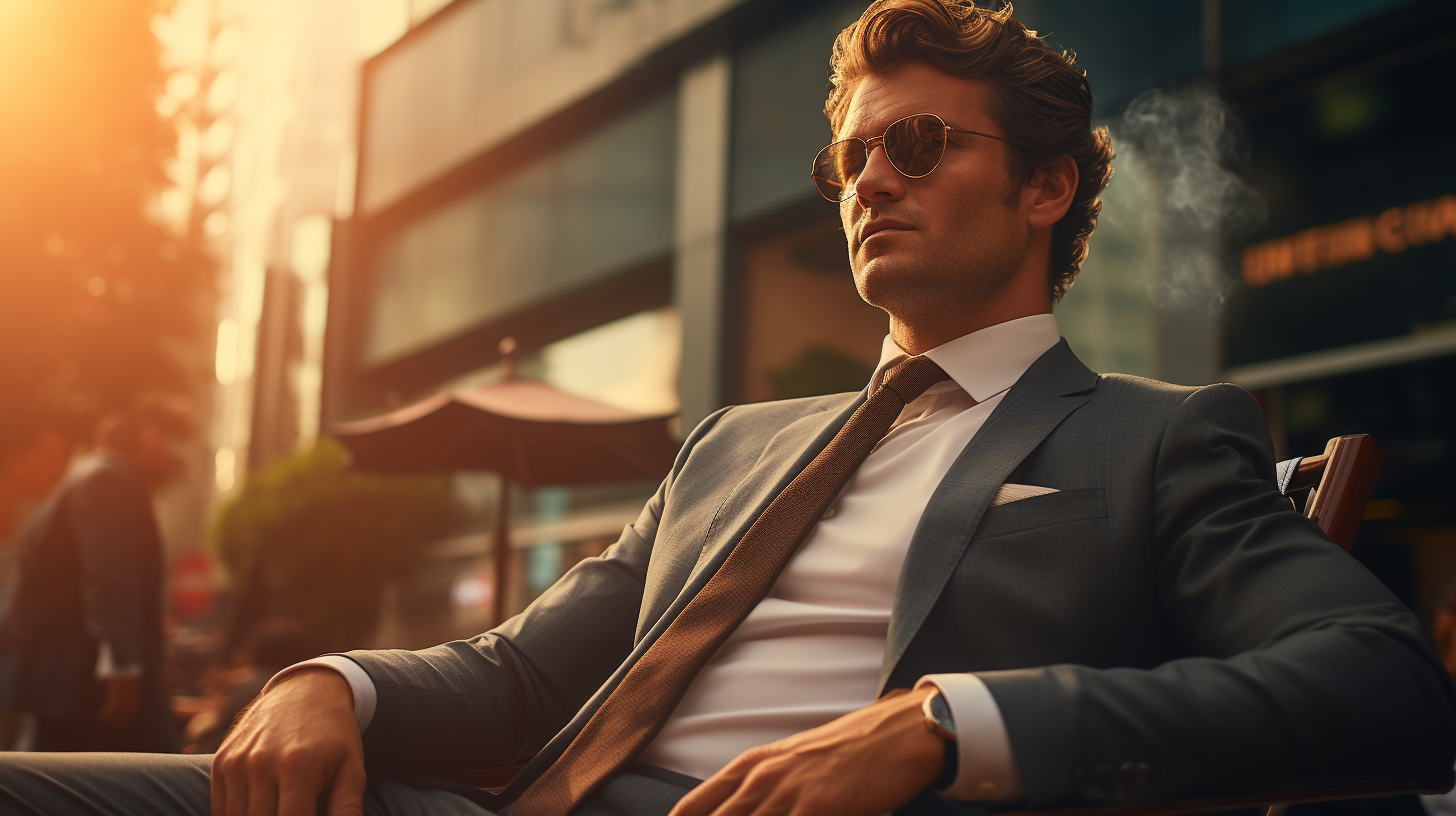 Insecure Modest Businessman Outdoors