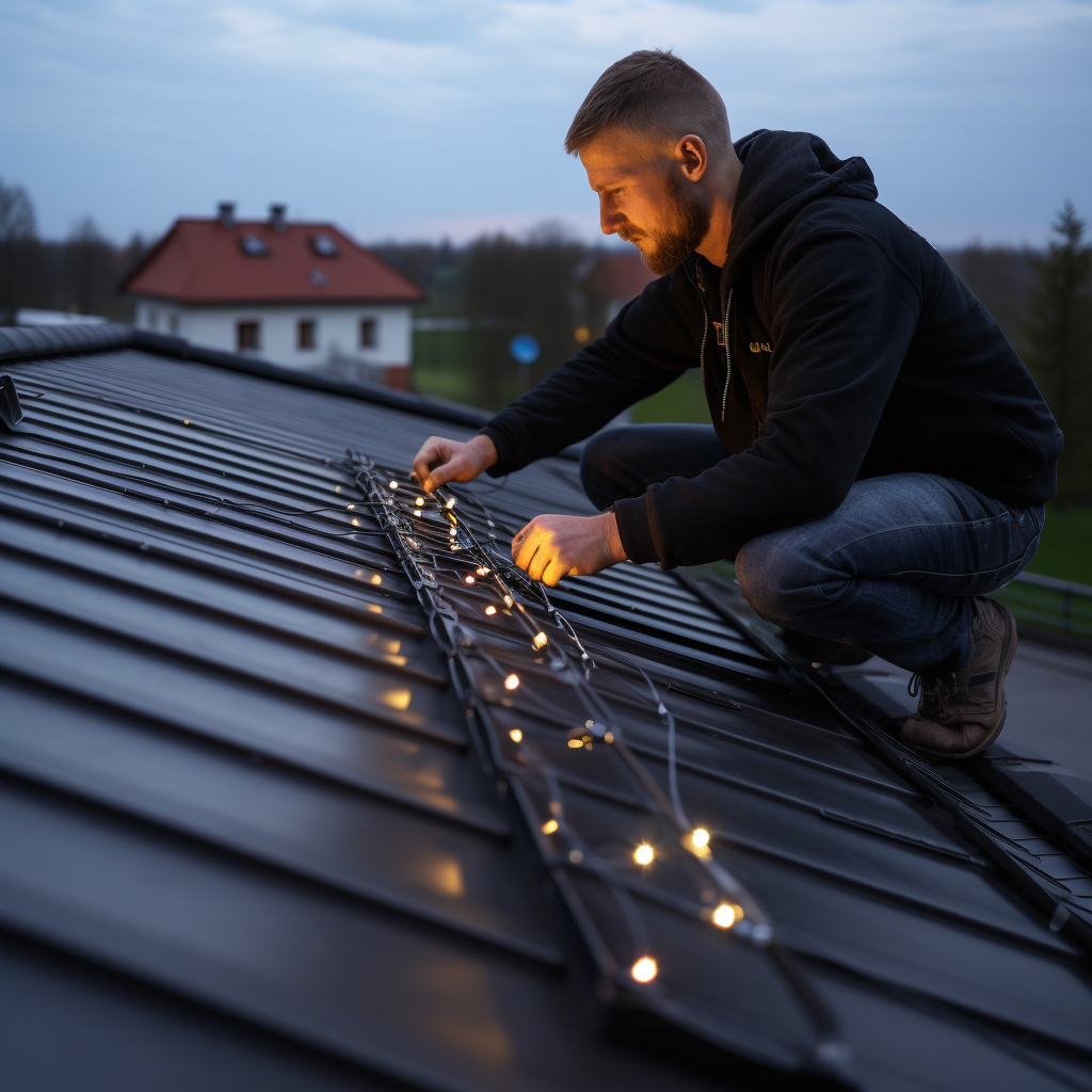 LED strip on house roof