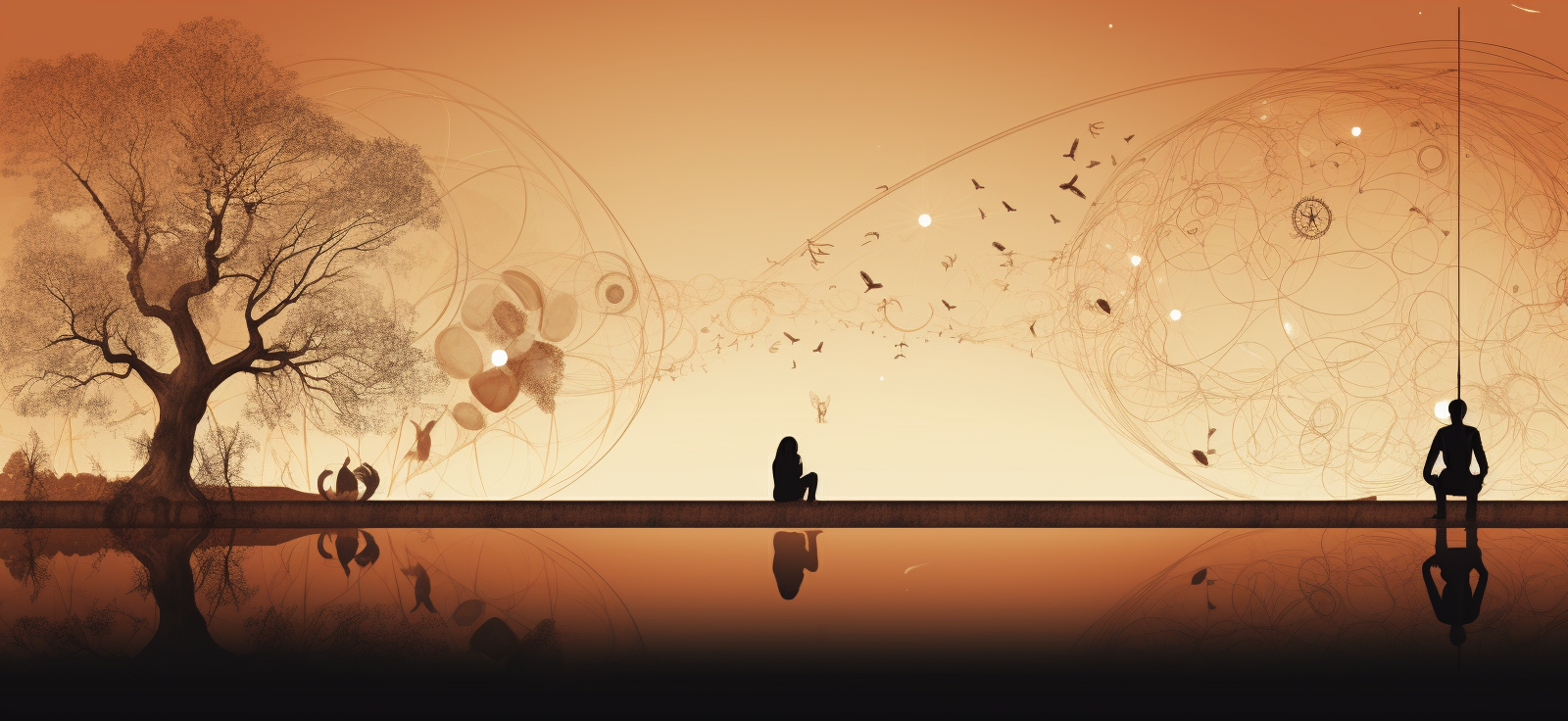 A minimalistic web art illustration representing interdisciplinarity and curiosity