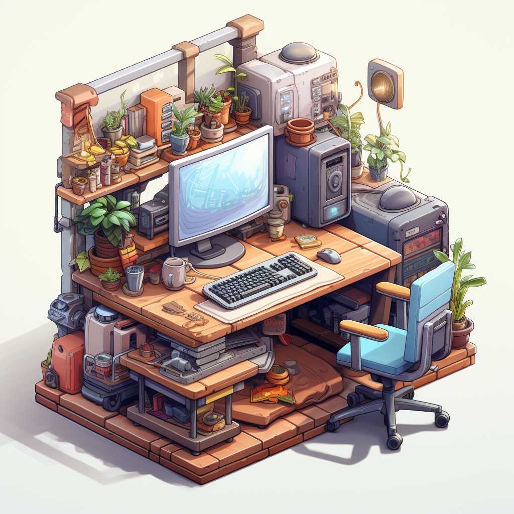 Isometric symbol games low poly image