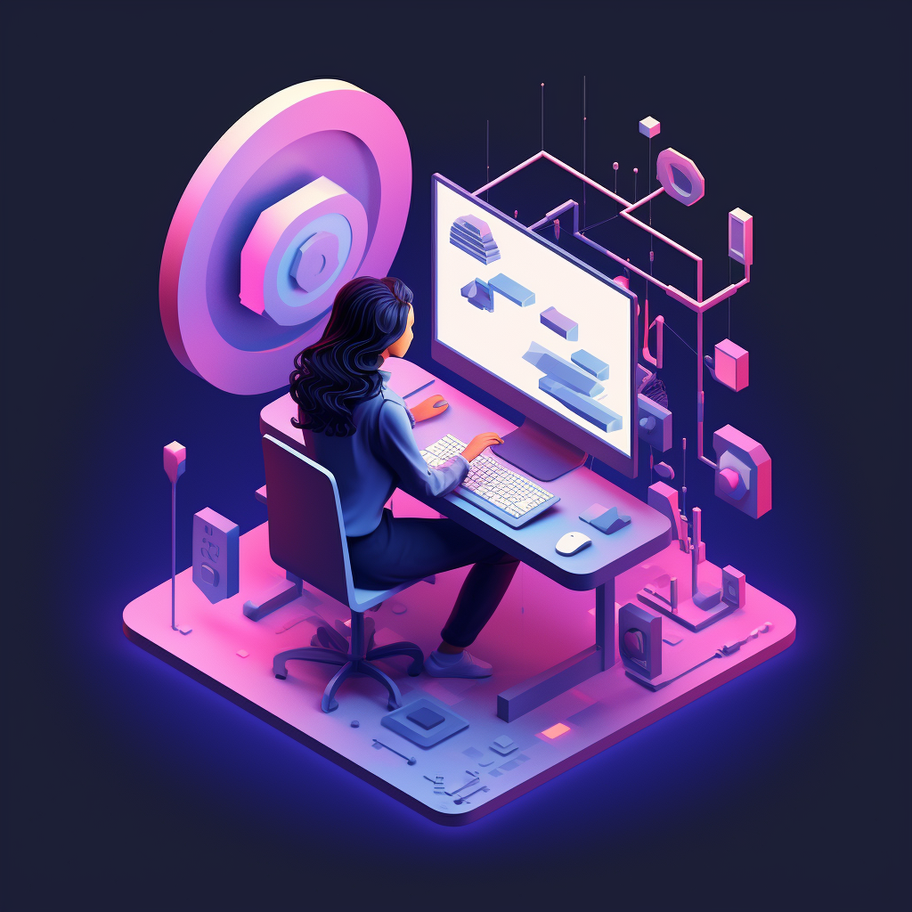 Modern lady working on a computer with simplicity