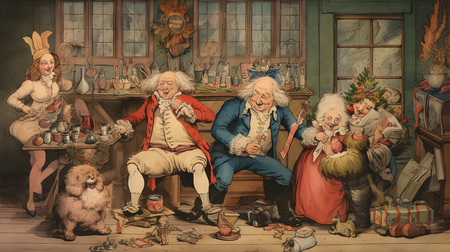 James Gillray Style Christmas Scene Image