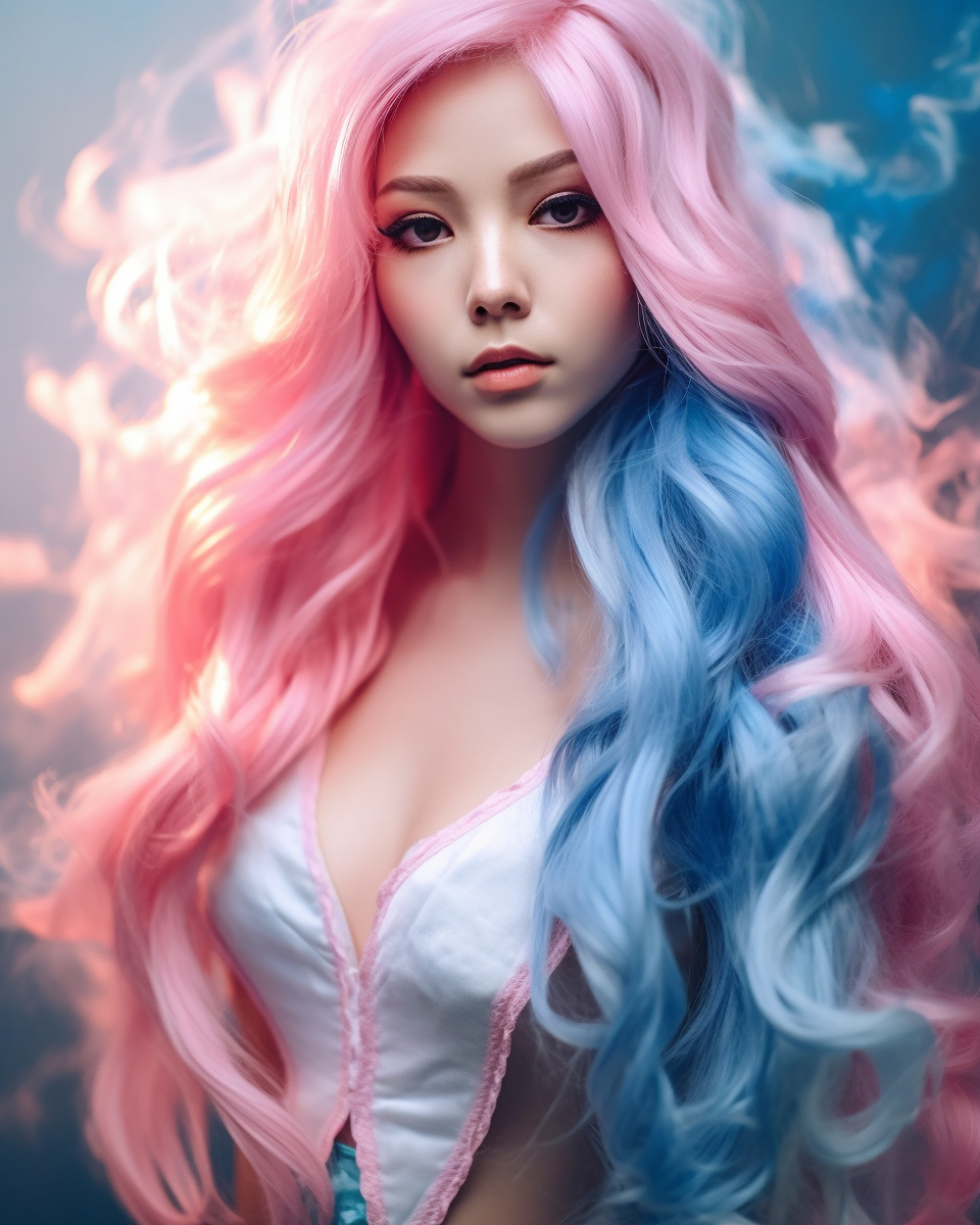 Japanese pale woman elf princess with crystal accessories