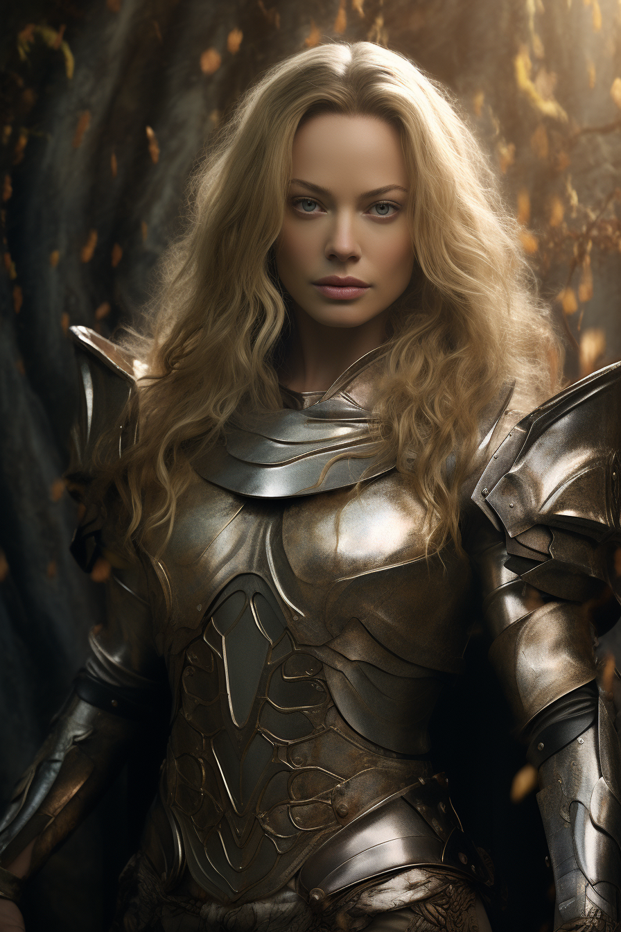 Jeri Ryan in Lord of the Rings fantasy warrior armor